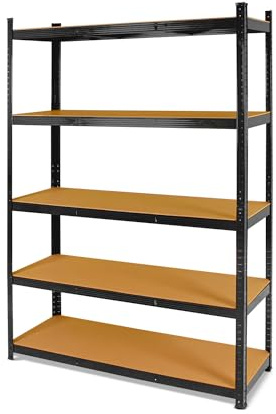 BOUDECH Brace 90 - Scaffale per carichi pesanti, in metallo e MDF, con 5 ripiani regolabili 180x90x40 cm