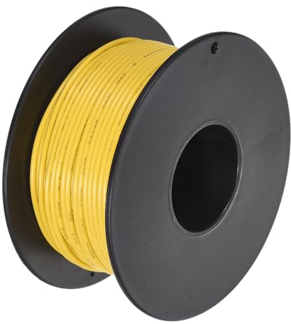 QUARKZMAN Filo 26AWG Calibro 26Filo Intrecciato in PVC Cavo Collegamento, Cavo Elettrico UL1007 Bobina Filo Rame Stagnato 30M/100 Piedi Giallo per Collegamenti Interni, Marino