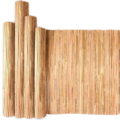 FlickBuyz Natural Bamboo Garden Fence - Slat Privacy Fence Screening Roll - Outdoor Garden Protective Screens Wind, Sun and Rain Privacy Panel Shield, Garden Privacy & Protective Screens (1m x 4m)