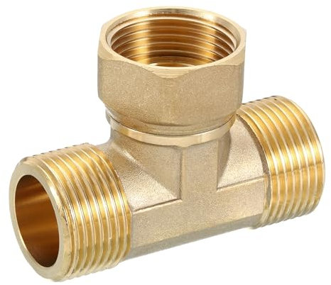 sourcing map Brass Tee Swivel Pipe Fitting, G3/4 (Male x Female x Male) 3 Way T-Connector Fitting Coupler for Air Conditioner Refrigeration Plumbing, 1pcs