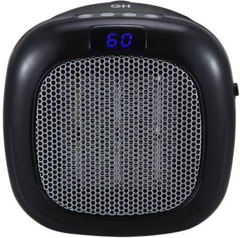 Good Housekeeping Wall-Mount Indoor Mini Space Heater w/ Thermostat & Remote, 750W, Black