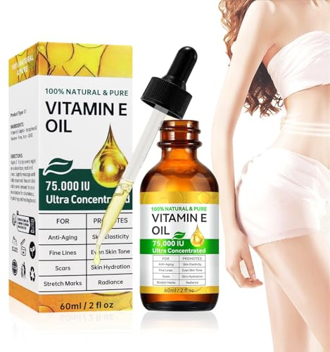 WAWJ® Olio Essenziale di Vitamina E, Olio Biologico per Cosmetici, Combatte Rughe, Invecchiamento, Cicatrici e Smagliature e Rende la Pelle Liscia e Morbida, Adatta per Tutti i