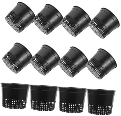 HANABASS 12 Pezzi coppa per piantare drenaggio invasatura Maglia all'aperto piccolo bicchieri in rete di plastica contenitori per vasi idroponici secchio netto Crea vasi Nero Riutilizzabile