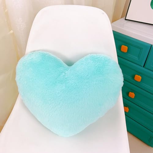 JPORSHU Soft Heart Shaped Throw Pillow - Plush Faux Fur Decorative Cushion for Bed, Sofa & Room Decor for Women, Girls, Kids (10x13 (Blue)