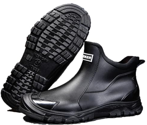 FREECOZYER Mens Wellington Waterproof Rain Boots Outdoor Garden Short Ankle Wellies Chelsea Booties Rain Shoes for Adults