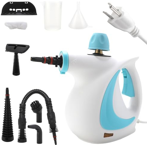 Multi-functional Handheld Steam Cleaner | Pressurized Multi-Surface Steamer for Cleaning，10 in 1 Steam Cleaner，Suitable for cleaning cars, furniture, floors, and interior decorations (Blue and white)