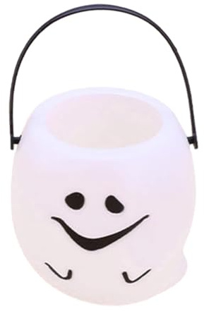 MotiveTech Secchiello a Forma di Zucca Cestino per Contenitore per Caramelle Porta Dolciumi Portatile Adatto per Feste di Halloween Bambin, Bianco