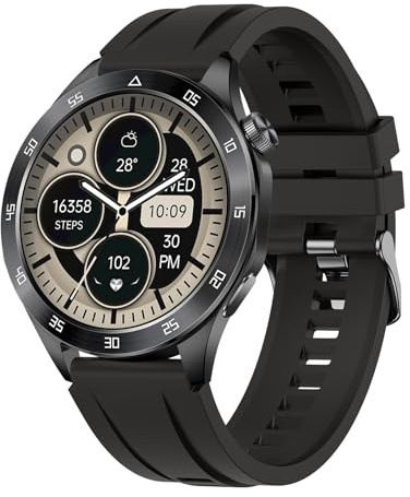 Militär Smartwatch Herren, 1.43''AMOLED Display Smart Watch mit Telefonfunktion, 123 Sportmodi Fitnessuhr mit Herzfrequenz SpO2 Schlafmonitor Schrittzähler, IP68 Wasserdicht Sportuhr für Android iOS