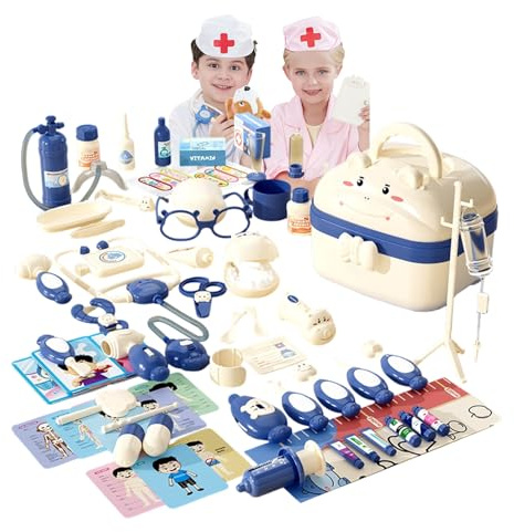 Set da gioco di ruolo per bambini, medico, per bambini, con un design a valigetta, set di gioco di ruolo multifunzionale, per bambini e ragazze