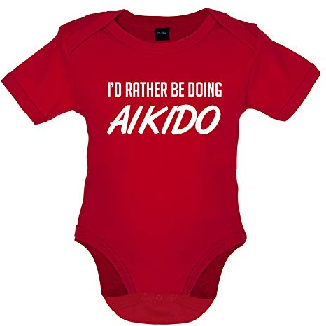 I'd Rather Be Doing Aikido - Organic Babygrow/Body Suit - Red - 12-18 Months
