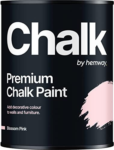 Hemway - Premium Chalk Paint - Blossom Pink 1 L | Chalky Matt Shabby Chic Finish for Interior Furniture & Walls | Quick Dry & 1 Coat