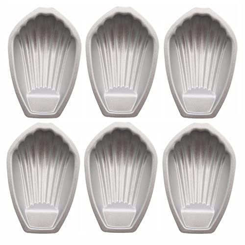 NSXIN Madeleine Backformen Stahl Mini Madeleineform Kuchen Pan, Antihaft Mini Muschelkuchen Backform Backblech Form Mold mit 12 Mulden Für Süßigkeiten, Schokolade, Kekse (Einzelschale/6 Packung)