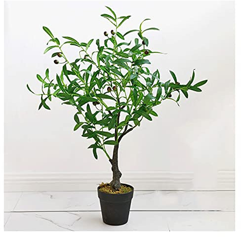 Artificiell bonsai 31 tums konstgjorda träd, konstgjorda träd Olive växtfrukter silke olivlöv dekor for hem trädgård kontor bröllop grönska dekorationer För hemmakontor