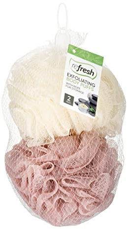 HOMESHOPA Bath Shower Loofah Sponge, 2 Pack Bath Mesh Pouf Shower Ball, Soft Body Scrubber, Exfoliating Bath Sponge for Women and Men, Shower Scrunchie for Cleansing and Smooth Skin, Easy Foaming