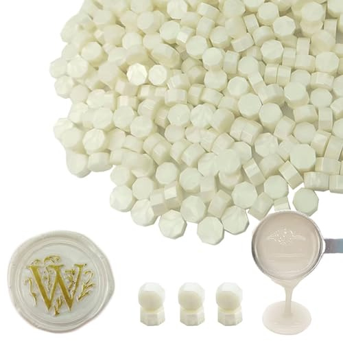 Ioggtser 500 Perles de Cire à Sceller Pour Tampons et Fabrication de Sceaux - Blanc Nacré