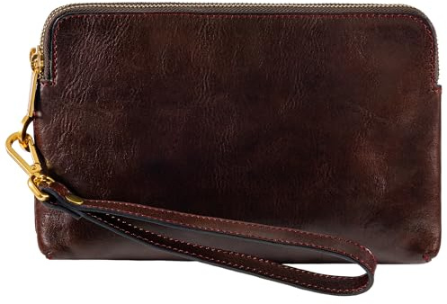 Time Resistance Pochette en cuir pour homme – Sac de rangement pour homme – Sac de poignet – Mallette faite à la main en Italie – Boîte cadeau incluse (Marron)