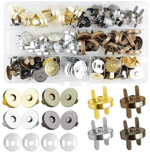 Sheryl&Rain 56 Stücke Magnetknöpfe, 14mm/0.6in Magnetische Knöpfe 4 Farben, Magnetverschluss Nähen Handwork für Geldtasche Handtaschen Mäntel Windbreaker Rucksack