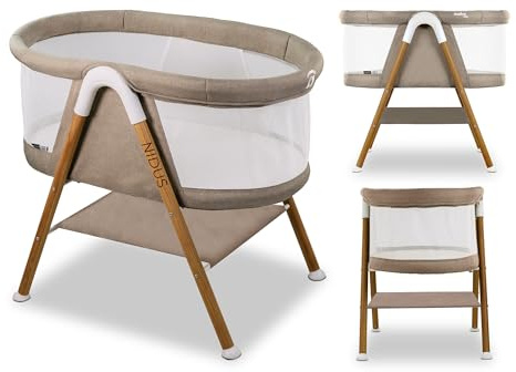 Asalvo Minicuna Nidus para Recien Nacido. Cuna Bebe Compacta con Almacenamiento. Moises para Bebe con Ventanas Transpirables. Mini Cuna para Bebe Fácil de Montar 9kg MAX. hasta 6 Meses. Color Beige