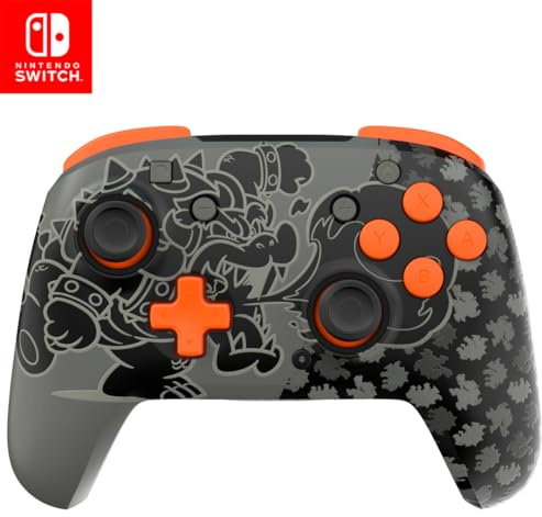 PDP REMATCH GLOW - Controlador inalámbrico Nintendo Switch Pro, controles de movimiento completo, con licencia para Nintendo Switch, modelo Lite y OLED, batería recargable, brilla en la oscuridad