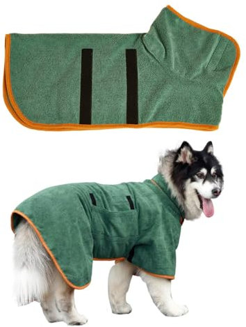 KGDUYC Peignoir pour Animaux de Compagnie, Peignoir pour Animaux en Microfibre Super Absorbante avec Extensible Ceinture, Réglable Peignoir pour Chat Chien à Séchage Rapide pour Douche (M)