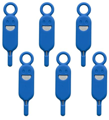 Lilaly 6 Pcs SIM Card Removal Tool SIM Ejector Pin and Card Tool Set Cute Silicone SIM Card Needle Tool, Blue