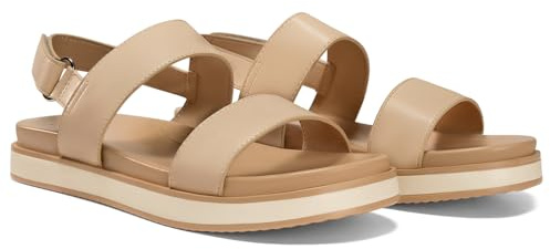 Coutgo Womens Flat Sandals Comfortable Arch Support Adjustable Double Strap Lightweight Summer Platform Sandals, Nude, Size 8