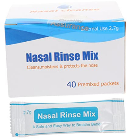 BCOATH 40 Piezas Caja De Sobres De Sal Para Lavado Nasal Instantáneo Mezcla De Sal Fina Sin Disolución Rápida Para Limpieza y Protección Diaria Cavidad Nasal Uso Para