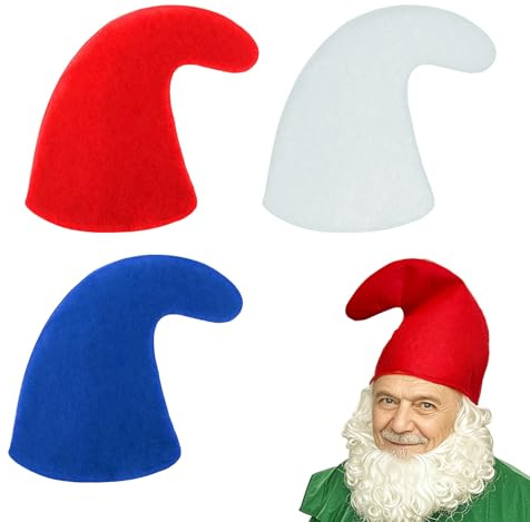 SAIIURV 3 Pezzi Cappello da Gnomo per Adulti Colorato Cappello da Elfo di Natale Travestimento da Nano e Copricapo Divertente Accessorio Costumi per Festa Cosplay Carnevale