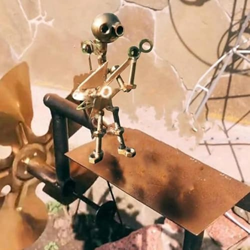 CSYBYW Handmade Metal Rock Band Windmill,Garden Rock Band Windmill,Percussionist Music Figurines and Statues,Wind Spinners for Yard Lawn Garden Patio Decor,Guitar Decor,Drummer Decor(Guitar-Gold)
