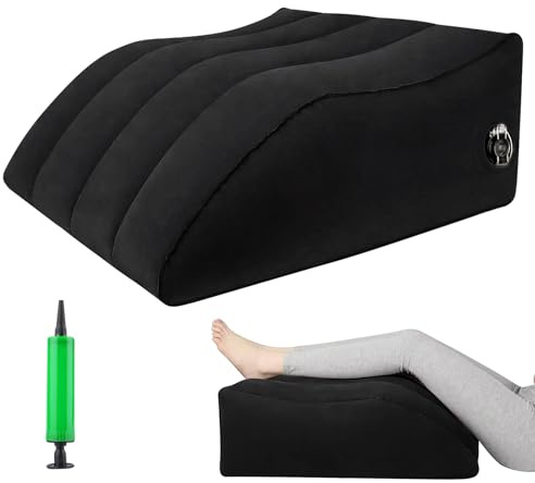 Cojín inflable para piernas elevado, 65 x 50 x 25 cm, cojín de apoyo para adultos para la circulación sanguínea y reducción de hinchazón y alivio de las piernas (negro)
