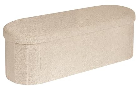 Bonlife Banc de Rangement avec Siège, Coffre Pliant, Boîte de Rangement,Repose-Pieds, Fleurs, pour Couloir, Salon et Chambre à Coucher (Beige, 110 cm)