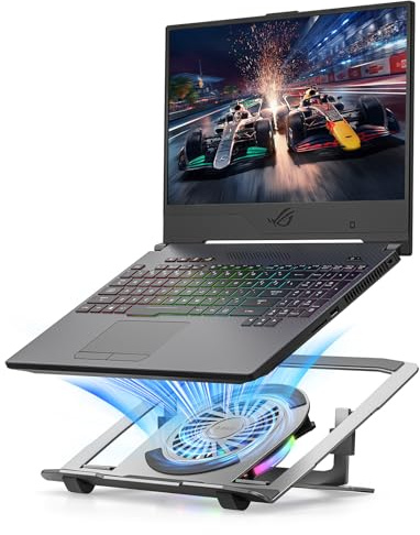 ORICO Base di Raffreddamento per Laptop RGB, Supporto PC Portatile Gaming con Ventilatore Silenzioso, Laptop Stand Ergonomico con Altezza Regolabile, Pieghevole, per Notebook fino a 17”- NSF1, Argento