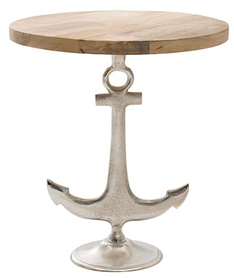 Riess Ambiente Maritimer Design Beistelltisch 50cm Seven SEAS mit Mangoholzplatte Tisch Wohnzimmertisch Massivholz