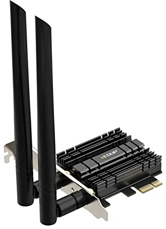 EDUP PCI-E WiFi 6 Network Card AX1800Mbps Bluetooth 5.2 Heat Sink 802.11AX 2.4Ghz/5.8Ghz Wireless PCIe Network Wi-Fi 6 Card PCI Express WiFi Adapters 6dBi Dual Band Antenna for Windows 11/10 64-bit