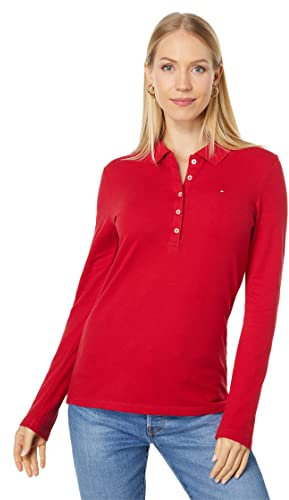 Tommy Hilfiger Men's Long Sleeve Polo Shirt, Chili Pepper, Medium