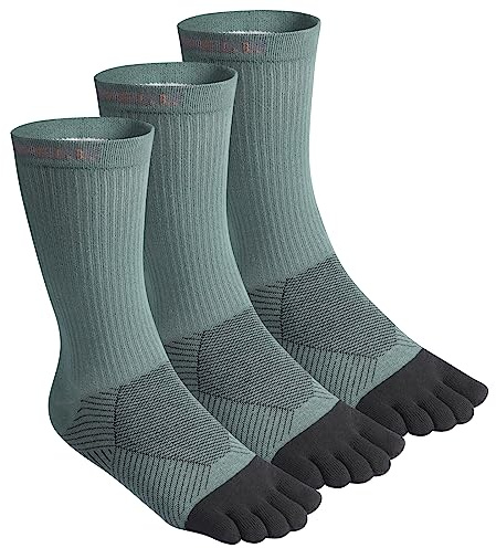 VWELL Toe Socks Cotton Athletic Running Five Finger Socks 3 Pairs,Size 7-11
