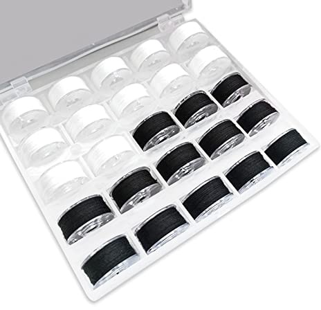 YUDAWN 25 Piezas Canillas Maquina Coser, Costura Accesorios Bobinas PequeñAs con Caja de Almacenamiento Transparent para Máquina de Coser Doméstica Singer y Alfa (Plástico)