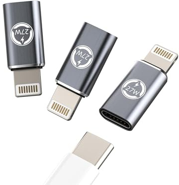 27W Adattatore USB C Lightning Rapida Ricarica Spinotto (3 Pack) per Apple Iphone 14 13 12 11 Pro Max 7 8 Plus X SE XS XR per iPad Air Convertitore Type-C Cavo Tipo C Presa Accessori Cavi Jack
