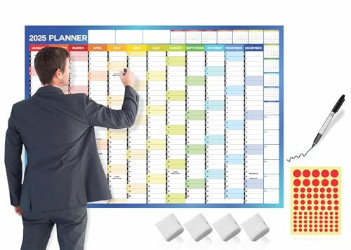 A0 Wall Planner 2026 Uk Wall Calendar Large Yearly Planner Jan To Dec Full Year Planning Chart Student Family Home School Office Work Study Annual Poster Multi Approx 84.1x118.9cm (1Pc)