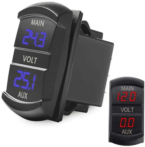 Doppia batteria – Misuratore di tensione del veicolo – 12 V – 24 V LED digitale doppio voltmetro | misuratore di tensione del veicolo per auto – pickup RV camion