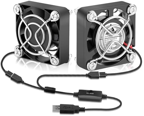 GDSTIME Lot de 2 Ventilateur USB 40mm Ventilateur PC 40mm USB Fan 5V 40x40x10 Mini PC Fan avec L/M/H Vitesse Réglable pour Ordinateur Routeur Boîte TV DVR
