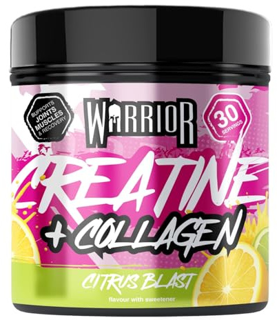 Warrior Creatine Plus Collagen Peptides 270g Muscle Recovery Supplement | 3g Creatine, 5g Hydrolysed Collagen, 30 Servings, Muscle, Joint & Skin Support (Citrus Blast)