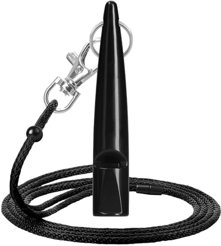 HUANR Silbato Perro, Dog Training Whistle with Lanyard, Negro