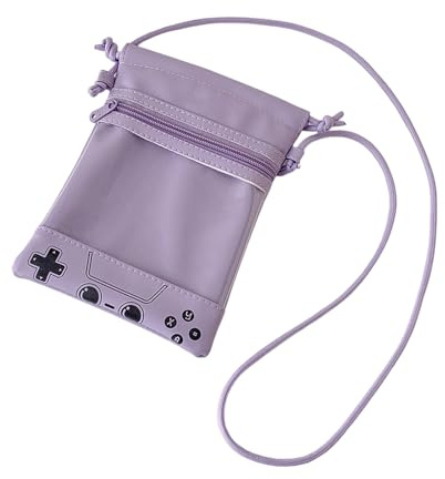 Pitadue Bolsa cruzada a prueba de polvo para muñecas coleccionables, organizadores de almacenamiento portátiles de poliuretano, accesorios funcionales, almacenamiento cruzado para peluches, Purple