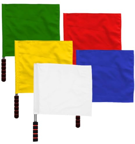 CALLARON Lot de 5 Drapeaux de Signalisation Portatifs pour Arbitre, Couleurs Rouge et Blanc, Légers et Maniables, Accessoires Sportifs pour Compétition, Pavillons de Circulation Adaptés