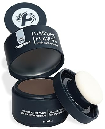 Puggaree Hairline Powder – Root Touch Up Hair Color for Gray Coverage, Bald Spot Concealer Hair Powder for Women & Men, Long-Lasting Root Cover Powder, Natural Looking Hairline Fill (#03 Light Brown)
