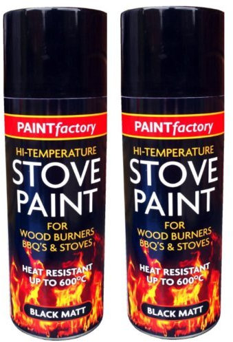 High Temperature Black Matt Stove Spray Paint Food Burners BBQ'S & Stoves 400ml (2)