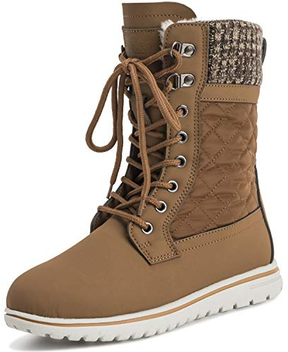 Polar Boot Femmes Matelassé Court Neige Hiver Fausse Fourrure Chaud Durable Imperméable Bottes TAN39 AYC0527 - Tan Nylon Matelassé Cardy - Taille 39 EU/6 UK