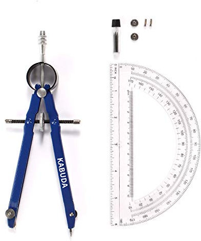 Professional Precision Compass Set,Metal Spring Bow Compass with Protractor