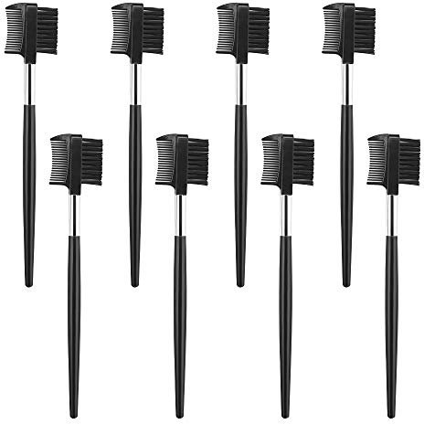 Wimper Augenbraue Bürste 8 Stück Doppelseiten Make Up Wimpernbürste Augenbrauenbürste mit Kamm für Frauen Kosmetik Werkzeuge, Schwarz